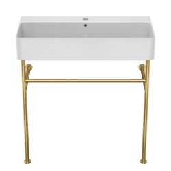 31.5" Ceramic Bathroom Console Sink With Overflow Legs Modern Vanity Basin - White
