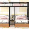 Full Over Twin-Twin Triple Bunk Bed With Drawers And Staircase - Black - Image 22