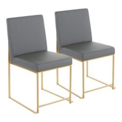Fuji - Contemporary High Back Dining Chair (Set of 2) - Gold / Gray