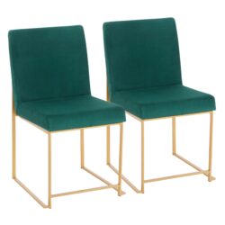 Fuji - Contemporary High Back Dining Chair (Set of 2) - Gold / Green
