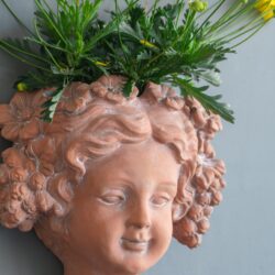 8X4X9" Visage Head Bust Planter, Home Wall Planter - Brown