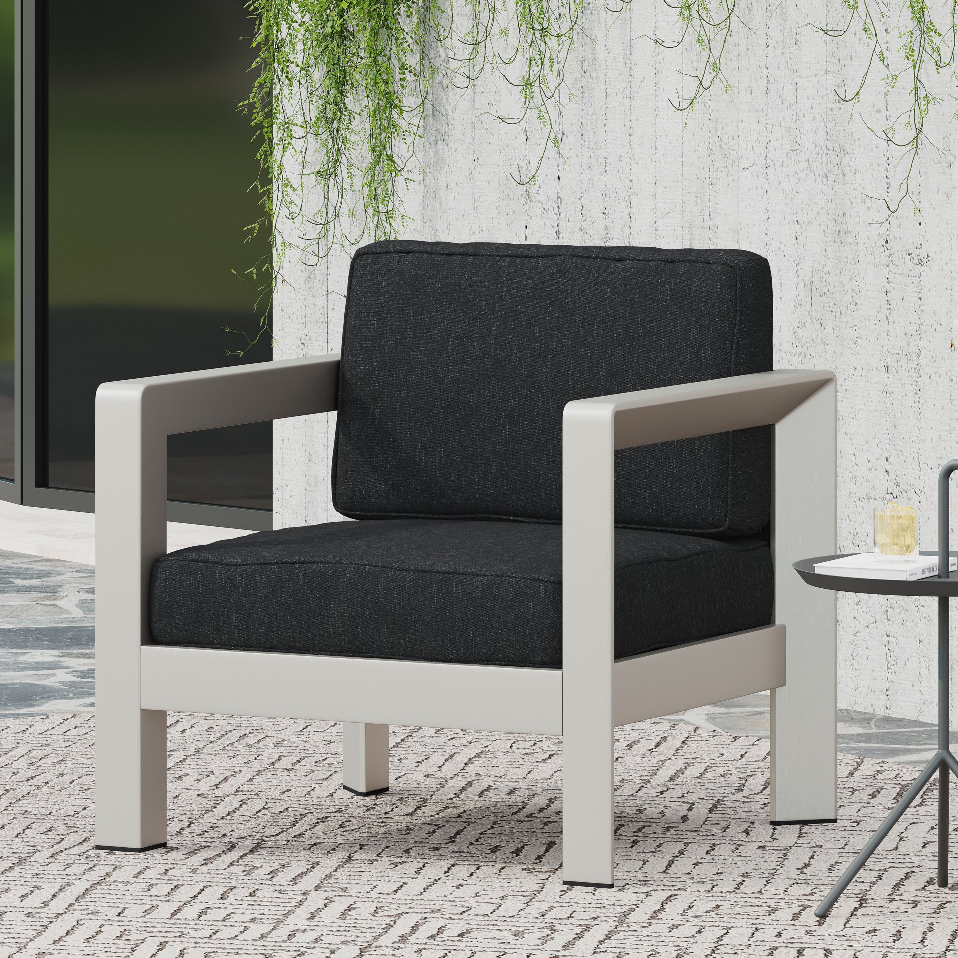 Aviara - Luxurious Outdoor Club Chair Low Profile Deep Seating - Silver - Image 4