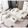 Modern Oversized Modular Sectional Sofa, Sparkling Fabric Soft Cushion Sofa With 6 Pillows, 6 Pieces Diy Combination Tufted Sofa, No Assembly Required - Beige - Image 7