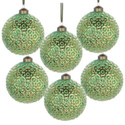 Christmas Ball Ornaments, Decorative Hanging Ball Christmas Tree Ornaments, For Holiday Party Decorations (Set of 6) - Green
