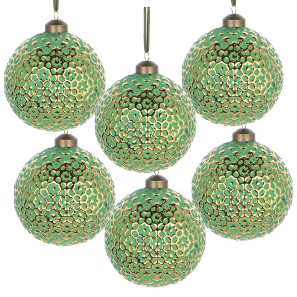Christmas Ball Ornaments, Decorative Hanging Ball Christmas Tree Ornaments, For Holiday Party Decorations (Set of 6) - Green