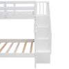 Full Over Full Stairway Bunk Bed With Storage And Guard Rail For Bedroom - White - Image 10