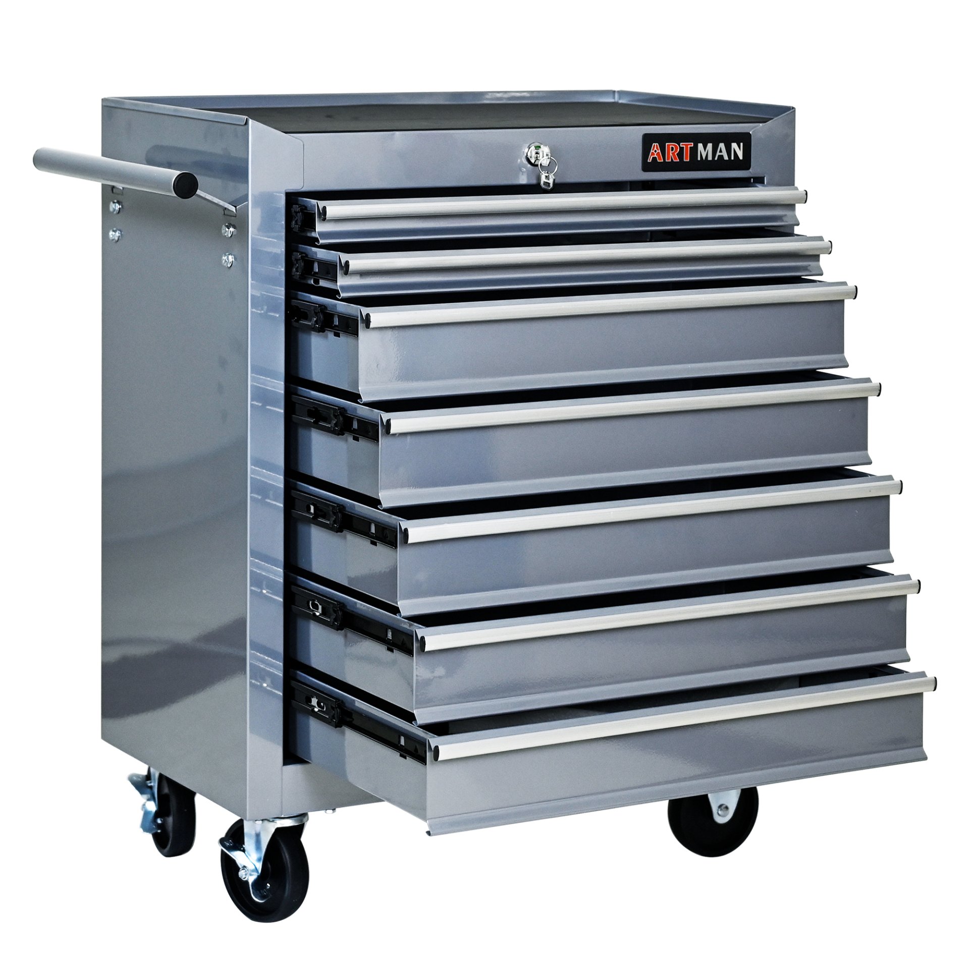 7 Drawers Multifunctional Tool Cart With Wheels - Sliver - Image 10