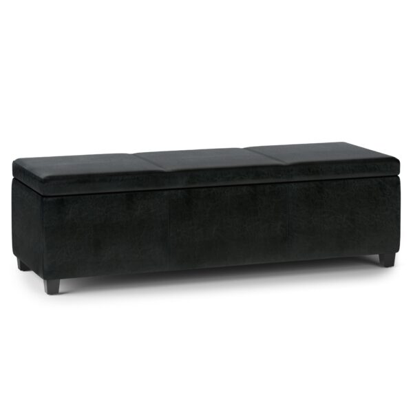 Avalon - Extra Large Storage Ottoman Bench - Midnight Black