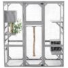 Outdoor Cat House, Diy Cat Enclosure Catio With Double Enter Doors - Light Gray - Image 6