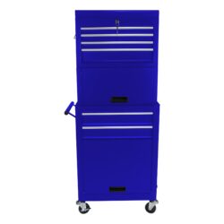 6 Drawer Lockable Tool Cabinet On Wheelsб Steel Rolling Tool Chest With Detachable Toolbox, 2 In 1 Garage Workshop Storage Organizer With 4 Universal Casters - Blue
