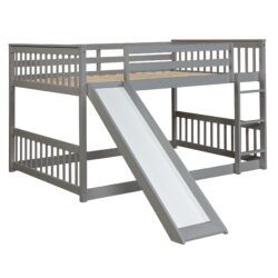 Full Over Full Bunk Bed With Slide And Ladder - Gray