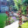 Metal Garden Arch Garden Arbor Trellis Climbing Plants Support Rose Arch Outdoor Arch - Black - Image 2