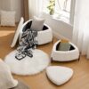 Upholstered Storage Ottoman Set With Metal Legs Coffee Table With Reversible Lid - Ivory - Image 9