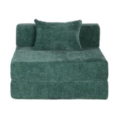 Convertible Floor Sofa Bed With Fixed Shape Frame For Living Room - Dark Green