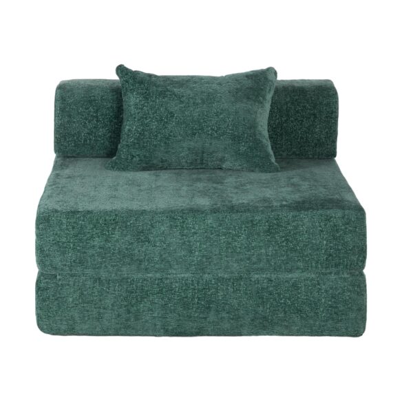 Convertible Floor Sofa Bed With Fixed Shape Frame For Living Room - Dark Green