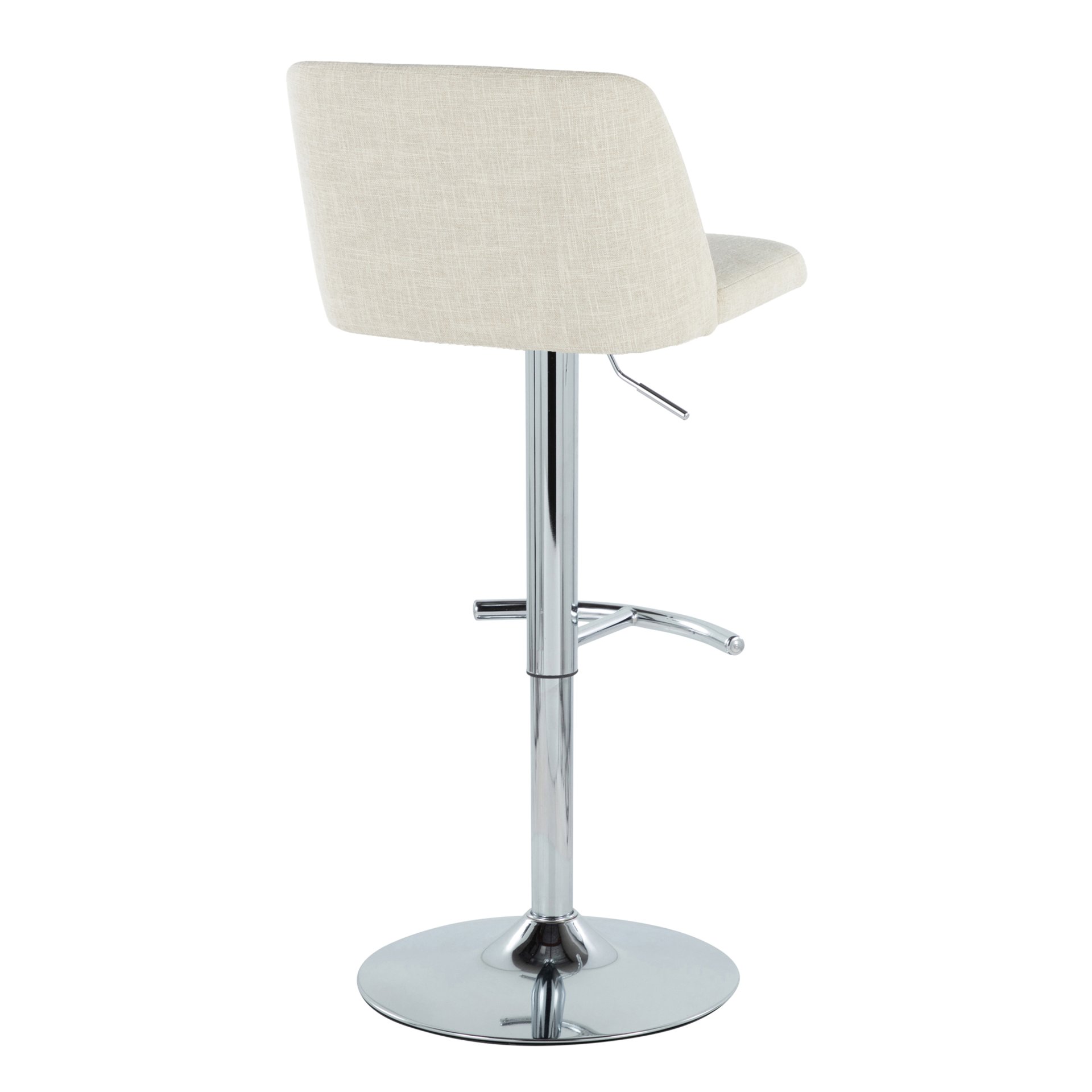 Toriano - Contemporary Adjustable Barstool With Swivel With Rounded T Footrest (Set of 2) - Cream - Image 4