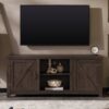 Modern Farmhouse Barn Door 3 Shelf TV Stand For TVs Up To 65” - Sable Gray - Image 5