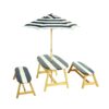Naturally Playful Kids Picnic Table With Umbrella, Indoor / Outdoor Fun - Blue / White Stripes - Image 7