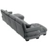 Modern Velvet U Shaped Sectional Sofa With Movable Ottomans And Pillows - Gray - Image 10