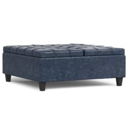 Harrison - Large Square Coffee Table Storage Ottoman - Blue