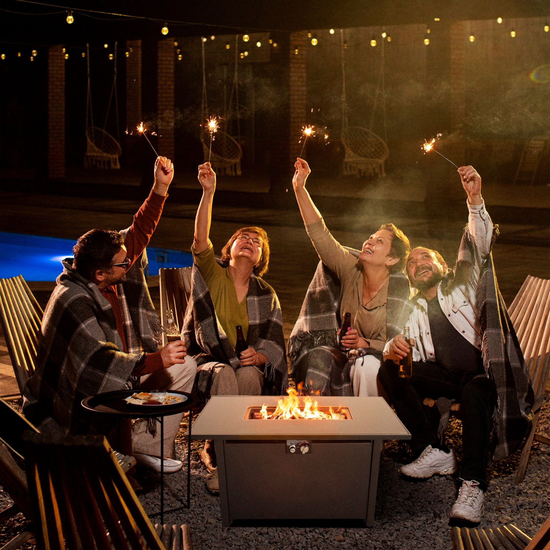 Outdoor Fire Pit Table With Lid - Black - Image 5