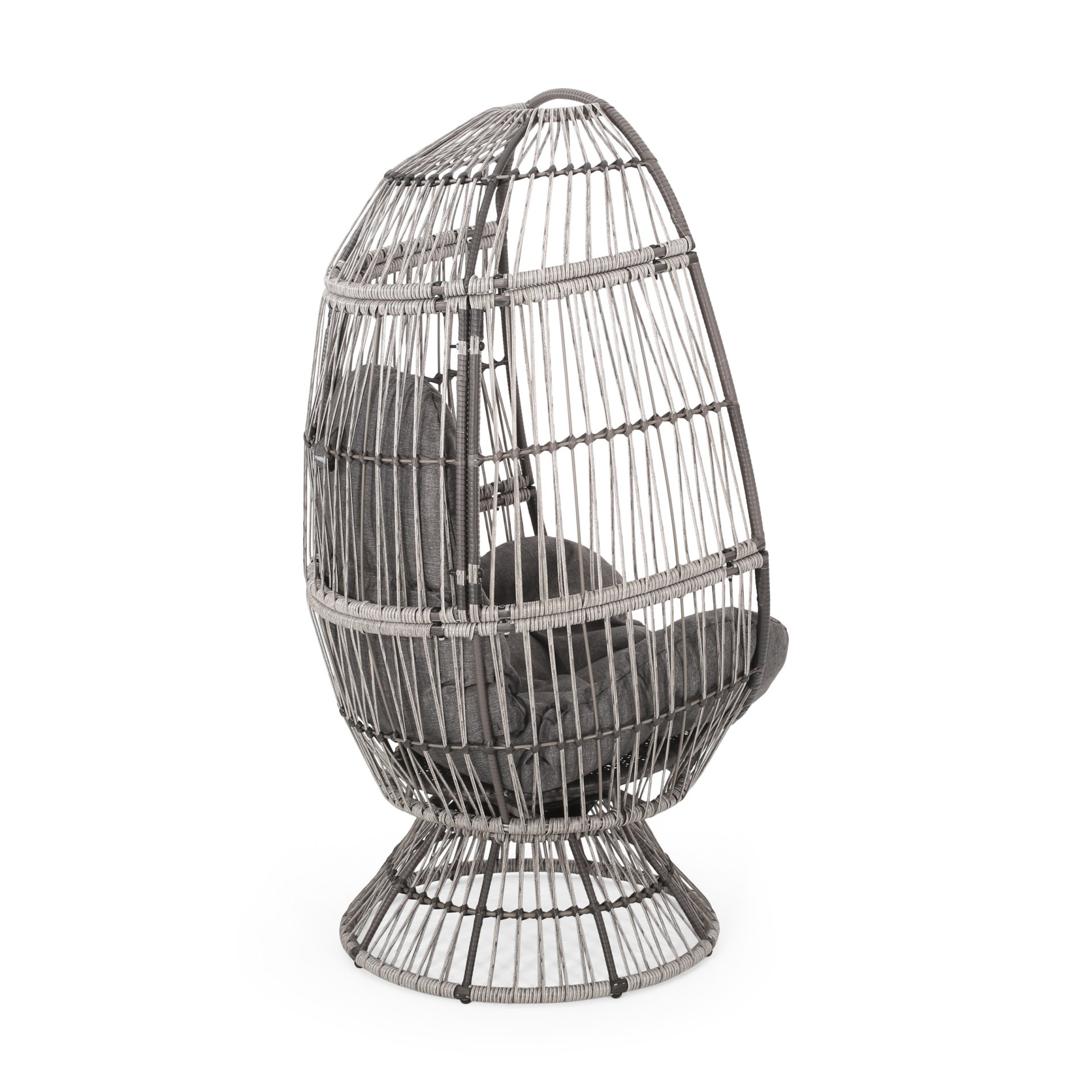 Berkshire - Outdoor Wicker Swivel Egg Chair With Water Resistant Cushions - Gray - Image 6