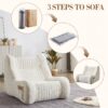 Bean Bag Chair For Adults, Lazy Floor Sofa Couch Memory Foam Bean Bag Sofas Chenille Fabric Reading Chair Comfortable Corner Lounge Sofa For Living Room - White - Image 8