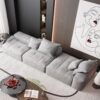 Modern Oversized Modular Sectional Sofa With Ottoman, Seat, Chaise Lounge And Armrest, Sparkling Chenille Fabric Soft Cushion Sofa With 4 Pillows, 4 Pieces Diy Combination Tufted Sofa, No Assembly Required - Gray - Image 8