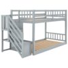 Twin Over Twin Floor Bunk Bed, Ladder With Storage - Gray - Image 7