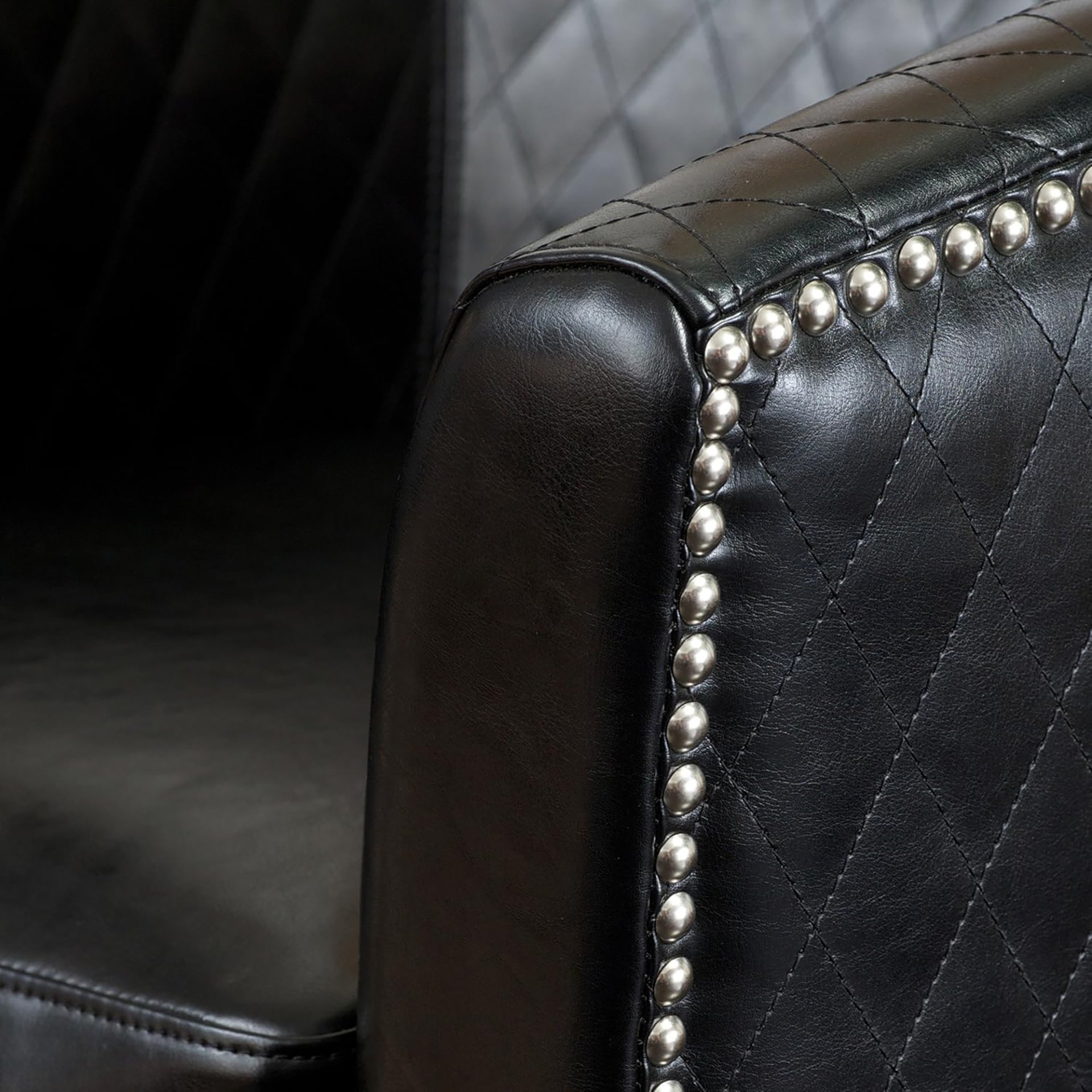 Faux Leather Club Chair With Nailhead Trim - Black - Image 5