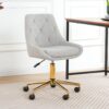 Modern Teddy Velvet Fabric Dining Chair With Gold Plated 5 Claw Legs - Gray - Image 2