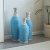 Desktop Vase, Classic And Neat Floor Vase, High Independent Flower Stand, Home Decoration Flower Stand (Set of 3) - White / Blue - Image 9