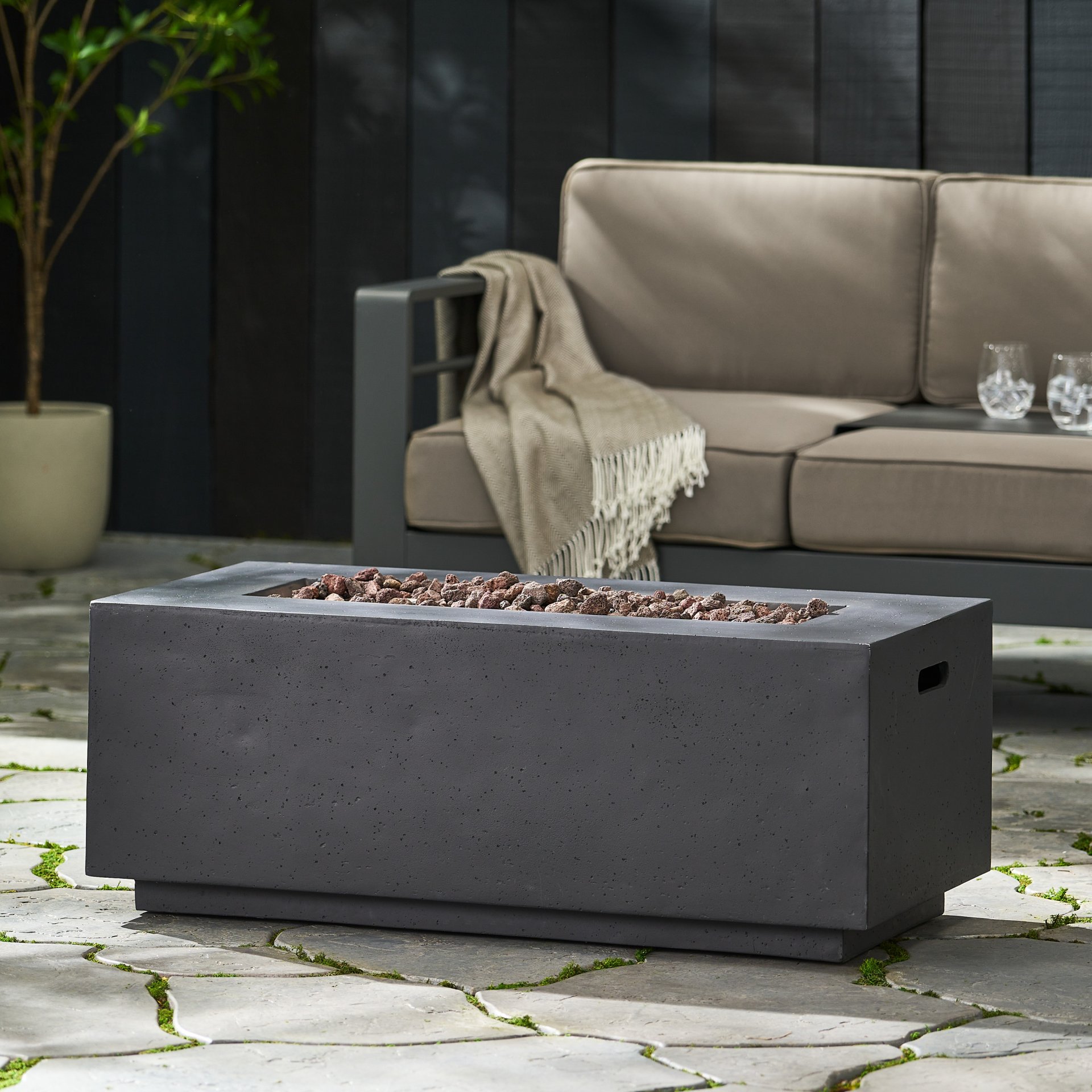 Contemporary Outdoor 40, 000 Btu Propane Fire Pit - Dark Gray - Image 6