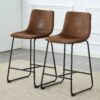 (Set of 2) Retro Bar Chairs, Comfortable Stools Suitable For Industrial And Vintage Style Settings - Brown - Image 5