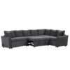 L-Shaped Sofa Convertible Sofa Bed Pull Out Sofa Sleeper With Two Back Pillows, Two USB Ports And Two Power Sockets For Living Room - Gray - Image 12