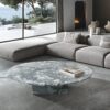 Natural Marble Coffee Table With Polished Surface For Living Room - Blue / Gray - Image 5
