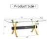 Modern Tempered Glass Dining Table With Metal Legs And Crossbars - Transparent - Image 3