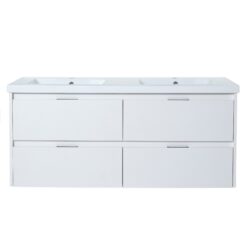 Modern Floating Bathroom Vanity With Dual Resin Sink, Soft Close Drawers - White