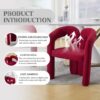 Contemporary Upholstered Accent / Dining Chair (Set of 2) Teddy Velvet Fabric With Sturdy Steel Frame - Red - Image 6