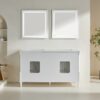 Freestanding Double Bathroom Vanity With Extra Black Handles - White - Image 14