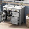 Bathroom Vanity With Top Sink, Modern Bathroom Storage Cabinet With 2 Drawers And A Tip-Out Drawer, Single Sink Bathroom Vanity - Gray - Image 21