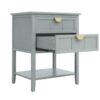 2 Drawer Side Table, American Style, End Table, Suitable For Bedroom, Living Room, Study - Light Gray - Image 12