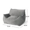 Allea - Velveteen Bean Bag Chair With Armrests - Soft Gray - Image 3