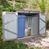 Garbage Bin Shed Stores 2 Trash Cans, Outdoor Bin Shed For Garbage Storage, Stainless Galvanized Steel, Bin Shed For Garden Yard Lawn - Gray - Image 5