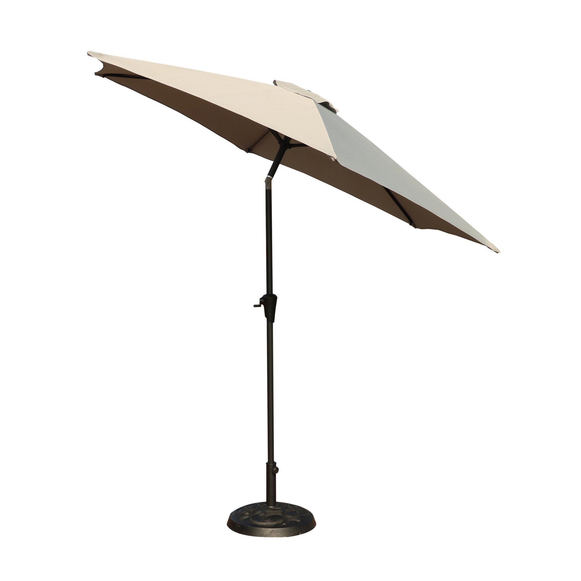 8.8' Outdoor Aluminum Patio Umbrella, Patio Umbrella, Market Umbrella With 33 Pounds Round Resin Umbrella Base, Push Button Tilt And Crank Lift - Gray - Image 4