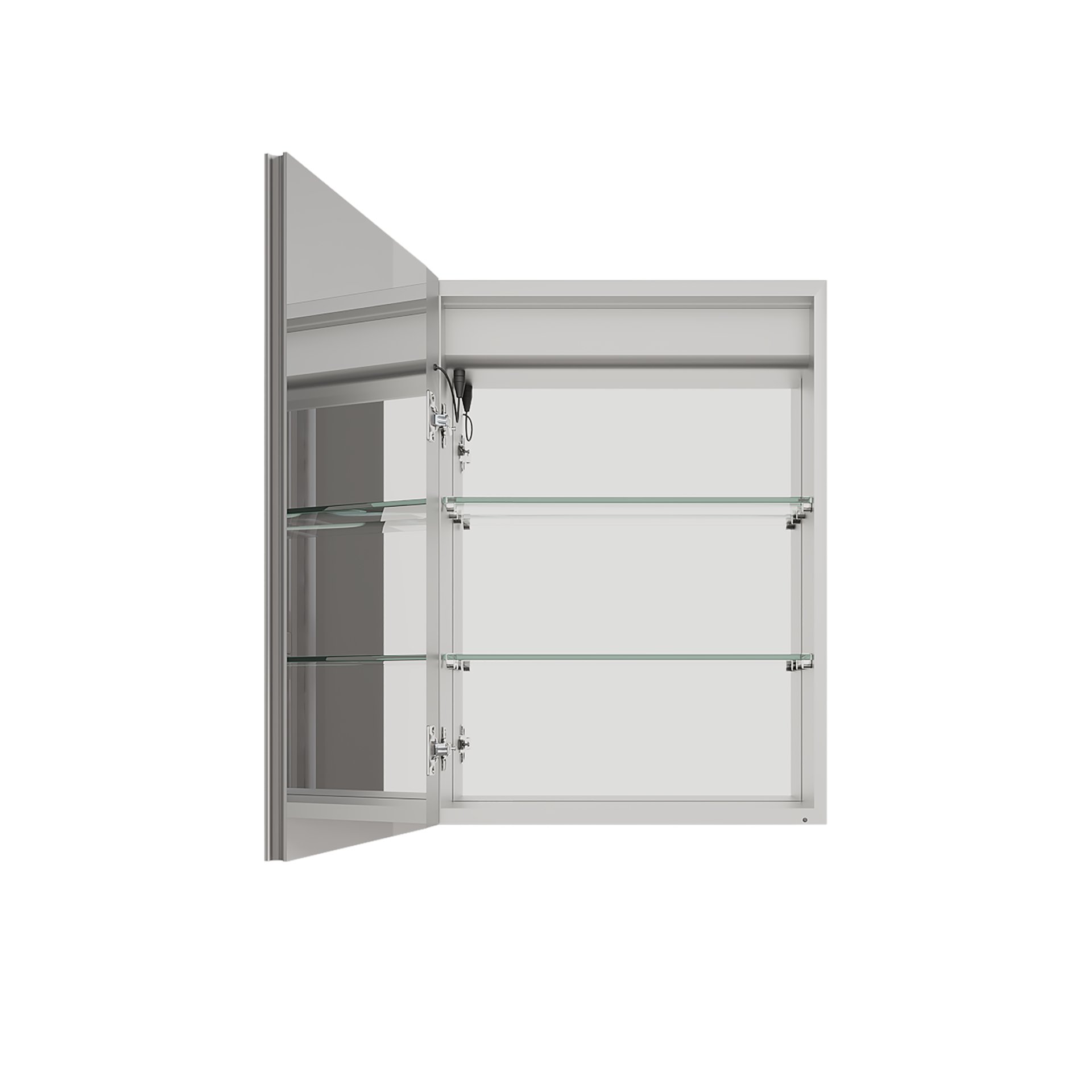 26" X 20" Bathroom Medicine Cabinet With LED Mirror, Anti-Fog, Waterproof, 3000K~6000K Single Door Lighted Bathroom Cabinet With Touch Swich, Dimmable, Recessed Or Surface Mount (Left Door) - Silver - Image 8
