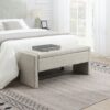 Modern Bed End Bench With Storage, Upholstered Large Foot Rest Stool, Comfy Window Vanity Bench For Living Room, Dorm, Coffee Table, Linen - Light Gray - Image 2
