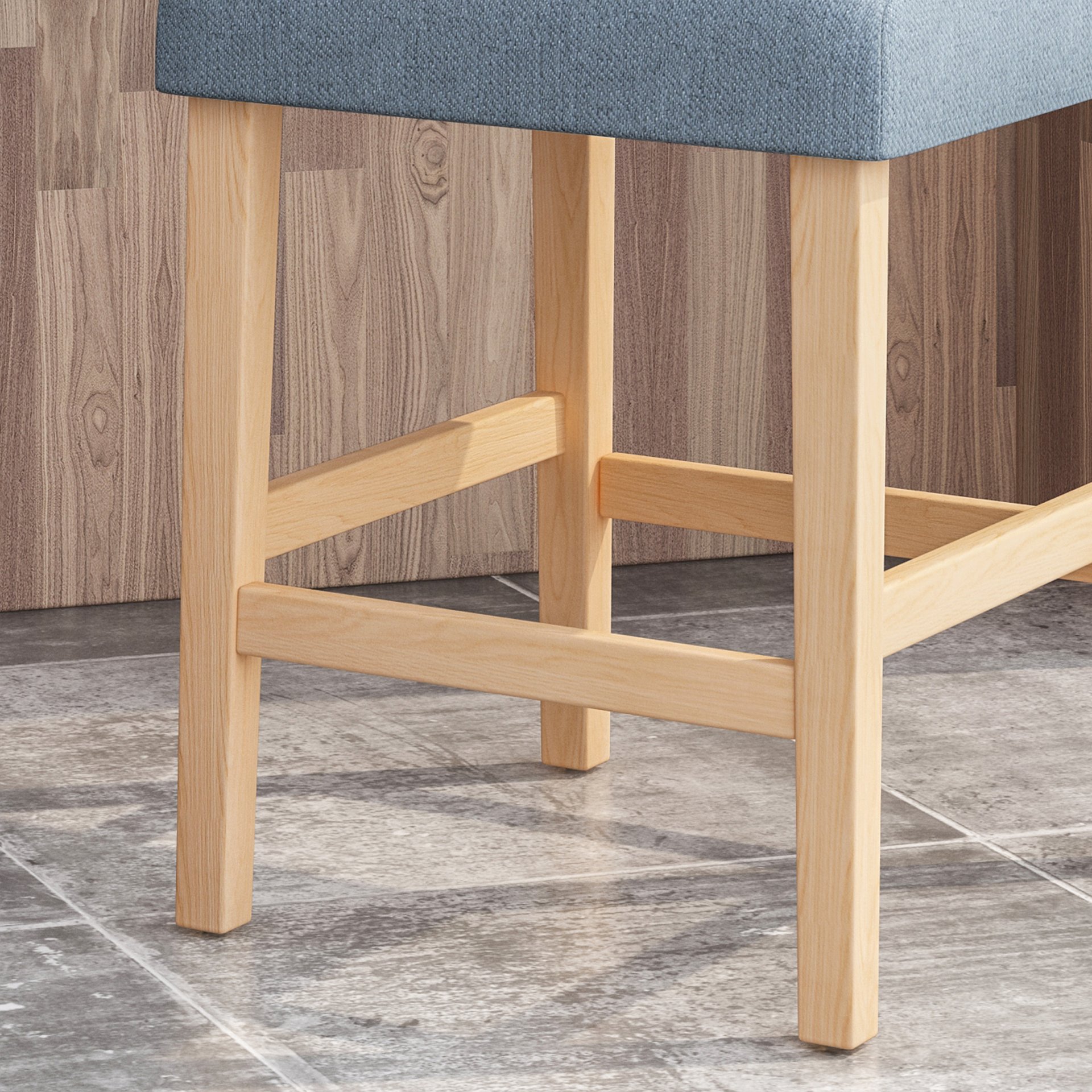 Vienna - Contemporary Fabric Tufted Wingback 27 Inch Counter Stools, (Set of 2) - Light Blue / Natural - Image 5