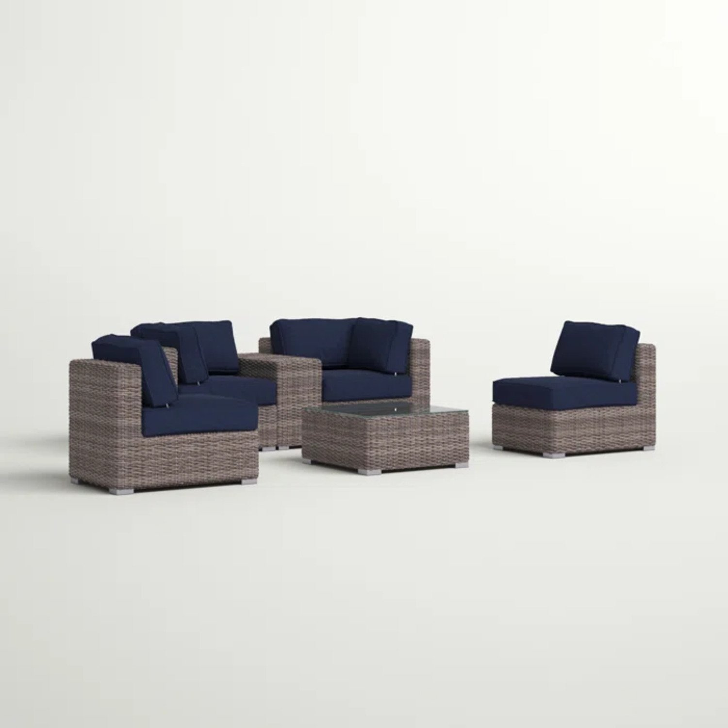 Patio Conversation Set With Cushions, Seats 4 - Gray Mix - Image 5