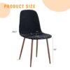 Luxury Simple Chair (Set of 4) Linen Cotton High Resilience Dining Chair With Metal Color Leg - Black / Walnut - Image 3